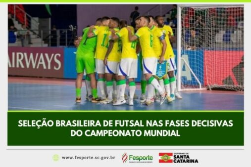 Com cinco atletas de SC, seleção brasileira de futsal está na semifinal do campeonato mundial