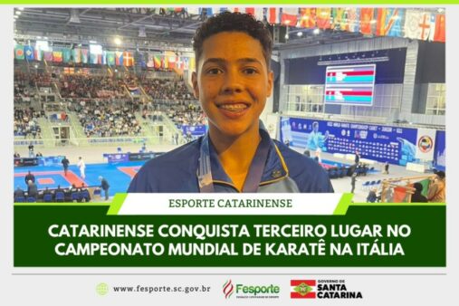 Catarinense de Rio do Sul é medalha de bronze no campeonato mundial de karatê na Itália