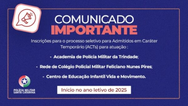 Polícia Militar abre inscrições para profissionais temporários na rede de ensino