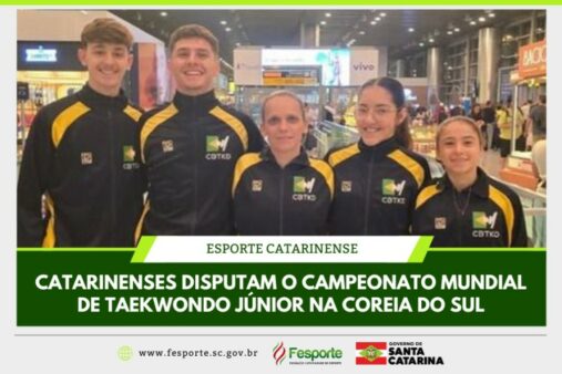 Atletas de Santa Catarina disputam o campeonato mundial de taekwondo júnior na Coreia do Sul