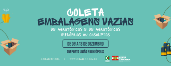 Campanha de coleta recebe embalagens vazias de agrotóxicos em Porto União e Irineópolis