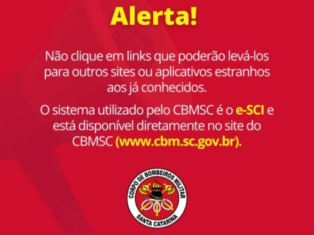 Corpo de Bombeiros Militar de SC alerta sobre mensagens fraudulentas por e-mail