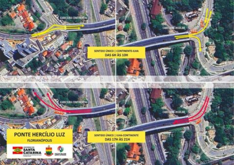 Começam os testes de mão única para horários de pico na Ponte Hercílio Luz