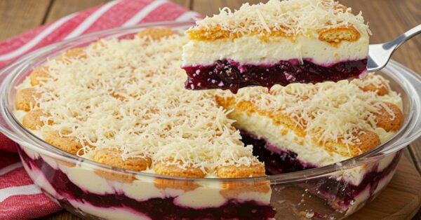 Pavê de Gelatina com Creme e Biscoito