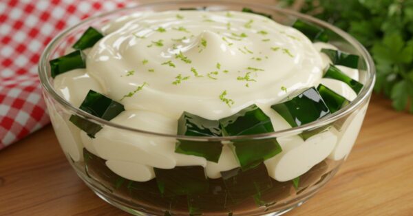 Gelatina de Limão com Creme de Leite Condensado