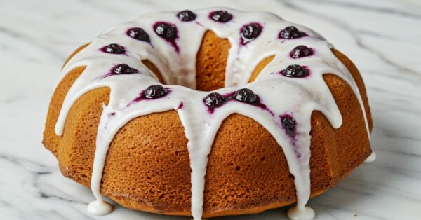 Bolo de Iogurte com Cobertura de Glacê de Blueberry