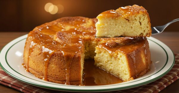 Pudim de Pão Cremoso com Calda Dourada