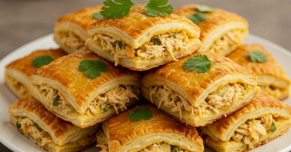 Pastéis Quadrados de Frango Cremoso: Petisco Dourado que é Puro Sucesso