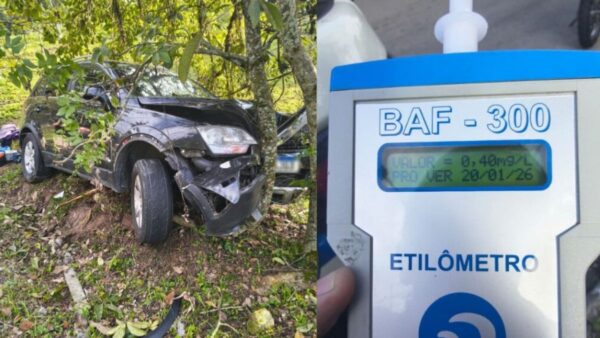 Motorista bêbado é preso após perseguição e acidente em Balneário Camboriú
