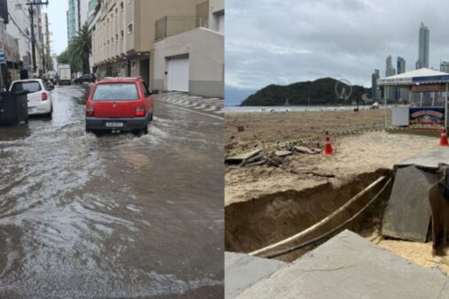 Temporal alaga ruas e provoca estragos em Balneário Camboriú