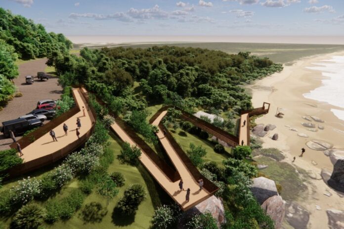 Novo deck da Praia de Taquarinhas, em Balneário Camboriú, terá 400 metros e deve ser concluído em setembro.