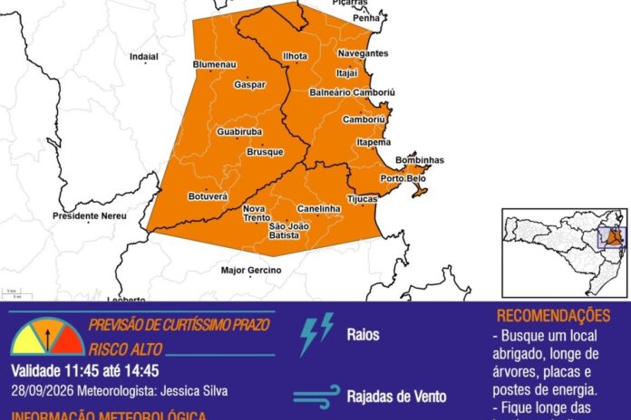Defesa Civil alerta para temporais em BC nesta segunda