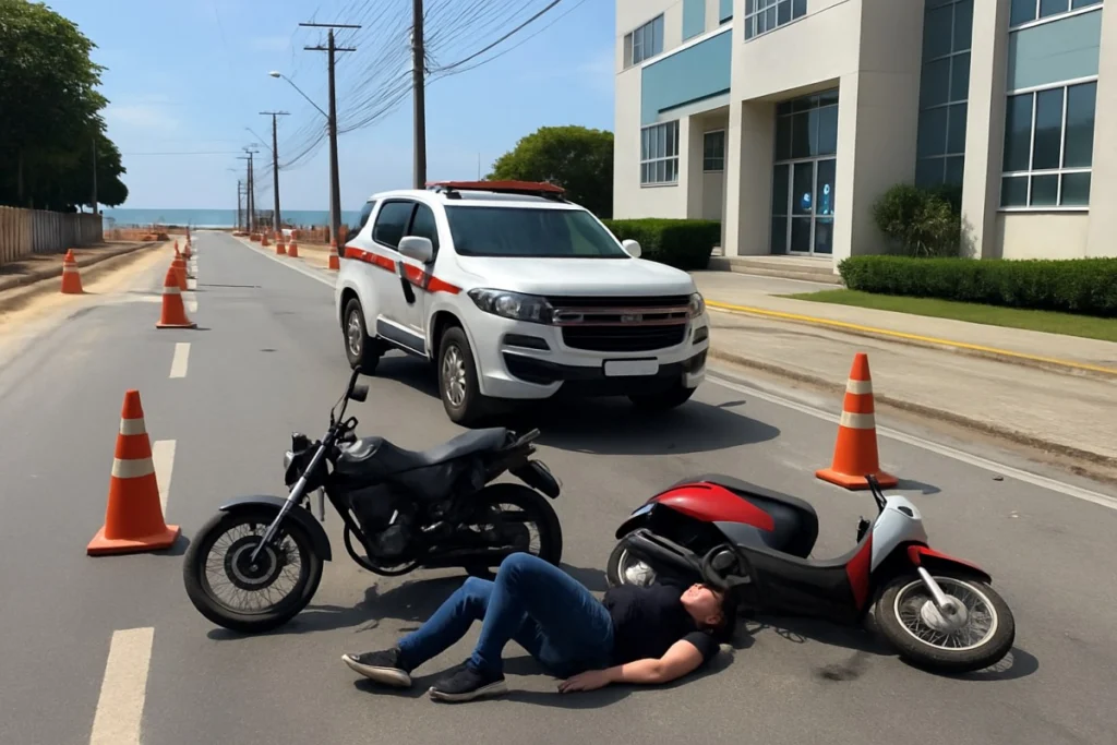 Colisão entre motoneta e moto deixa mulher ferida em BC