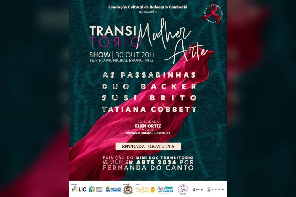 Show Transitório Mulher Arte em BC nesta sexta