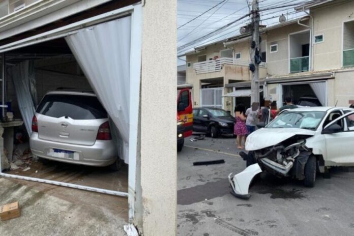 Carro invade residência após colisão e deixa gestante ferida em Camboriú